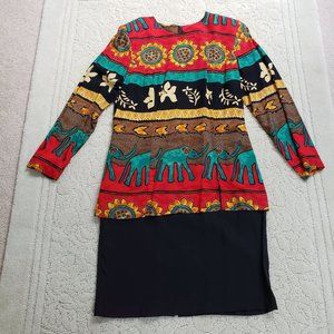 WNY Stylish Bold Color Dress Long Sleeve Sz12 Vintage